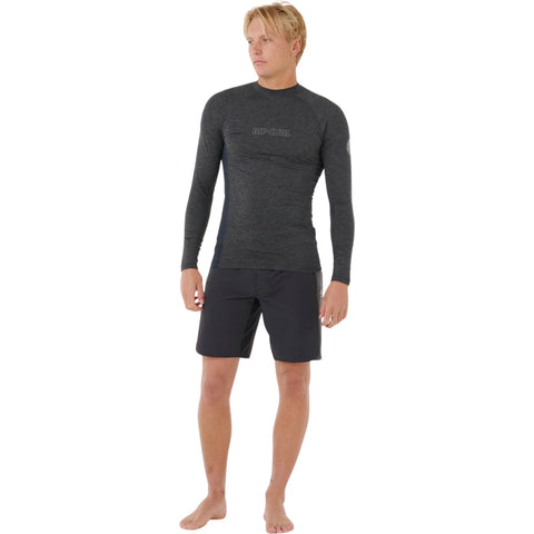 Rip Curl Dawn Patrol UV Rash Vest Long Sleeve Black Marle | Diving Sports Canada | Vancouver