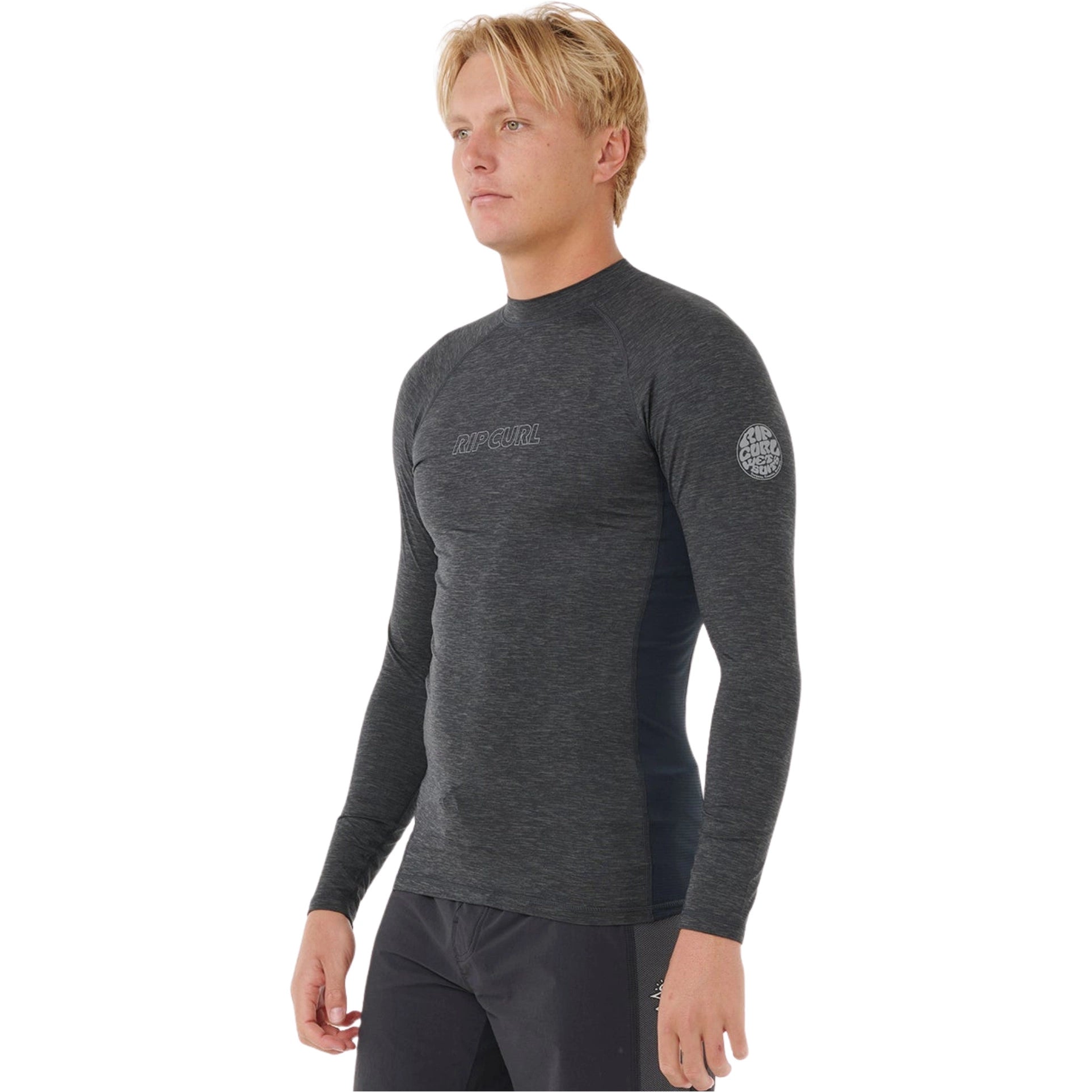 Rip Curl Dawn Patrol UV Rash Vest Long Sleeve Black Marle | Diving Sports Canada | Vancouver