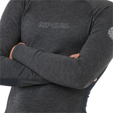 Rip Curl Dawn Patrol UV Rash Vest Long Sleeve Black Marle | Diving Sports Canada | Vancouver