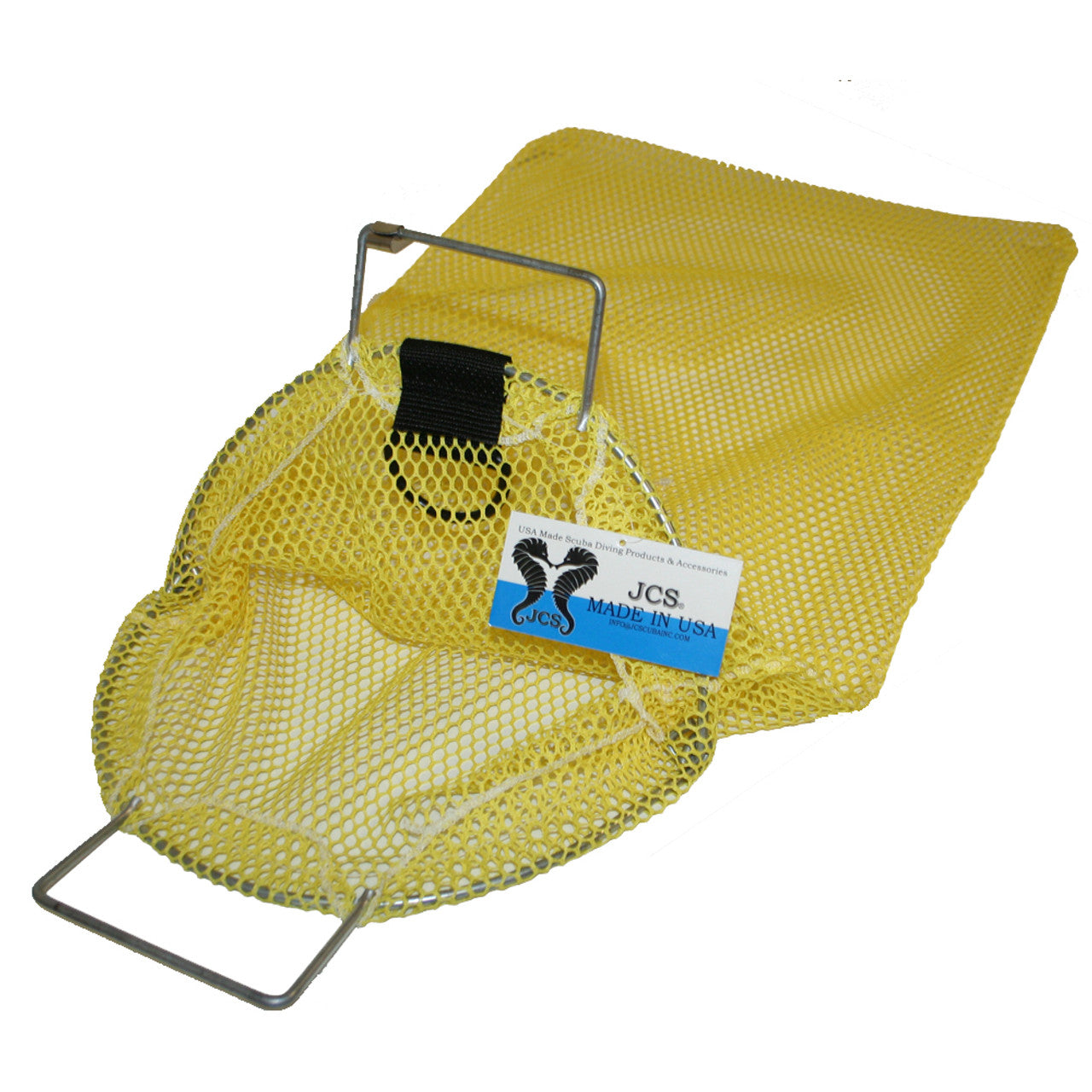 JCS Galvanized Wire Handle Mesh Catch Bag w/ D-Ring 17x28 Yellow | Diving Sports Canada | Vancouver