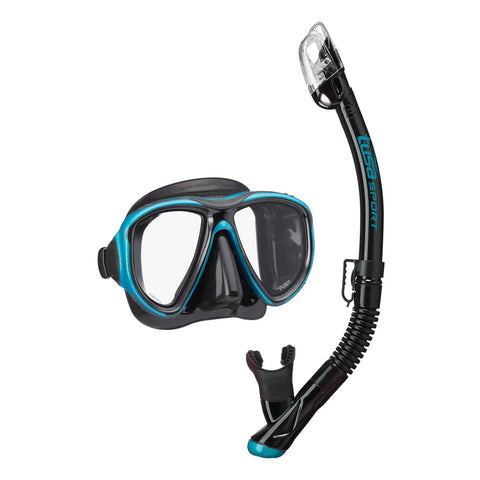 Tusa Sport Powerview Adult Dry Snorkeling Combo Black/Ocean Green | Diving Sports Canada | Vancouver