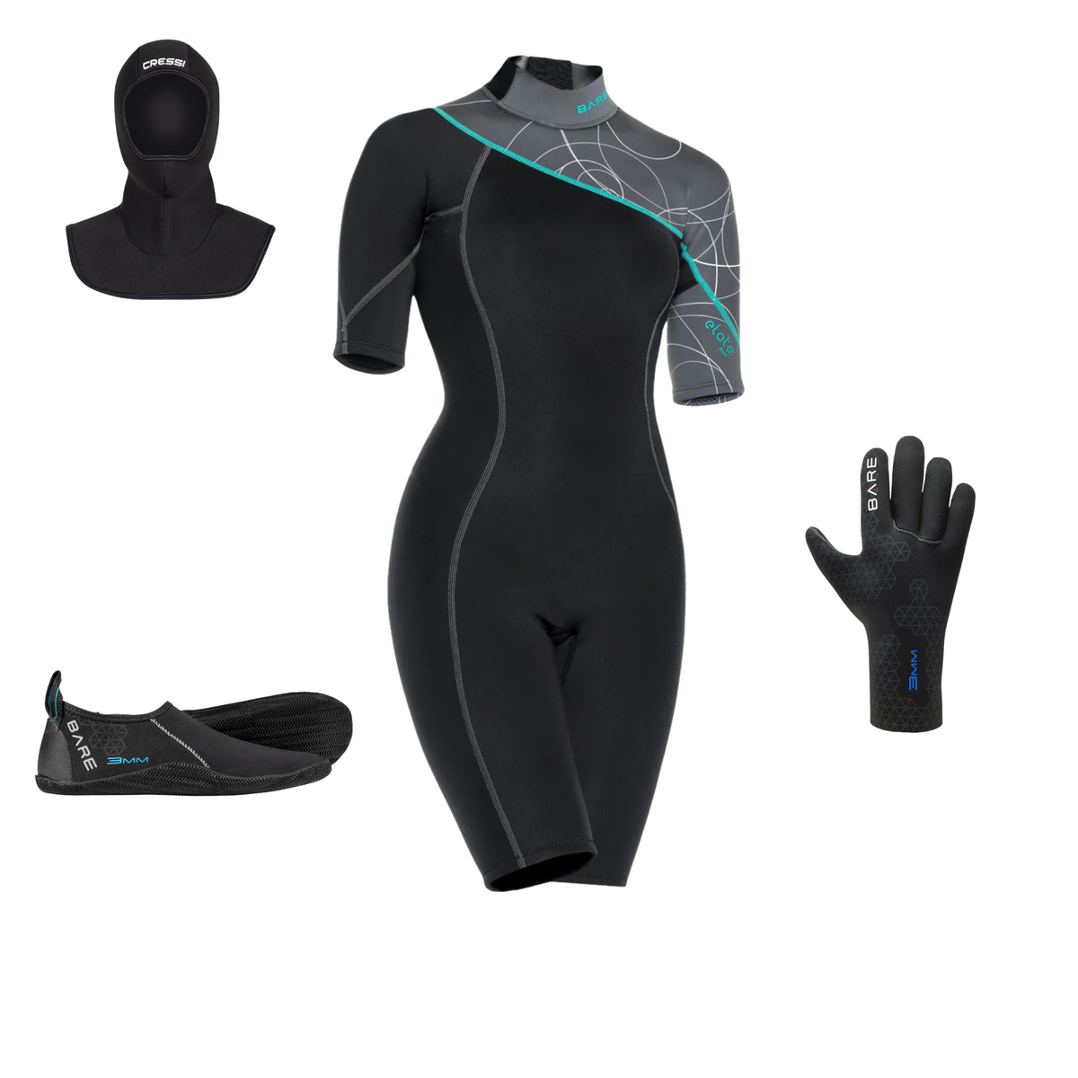 Bare Elate 2mm Women's Shorty Wetsuit Package | Diving Sports Canada | Vancouver
