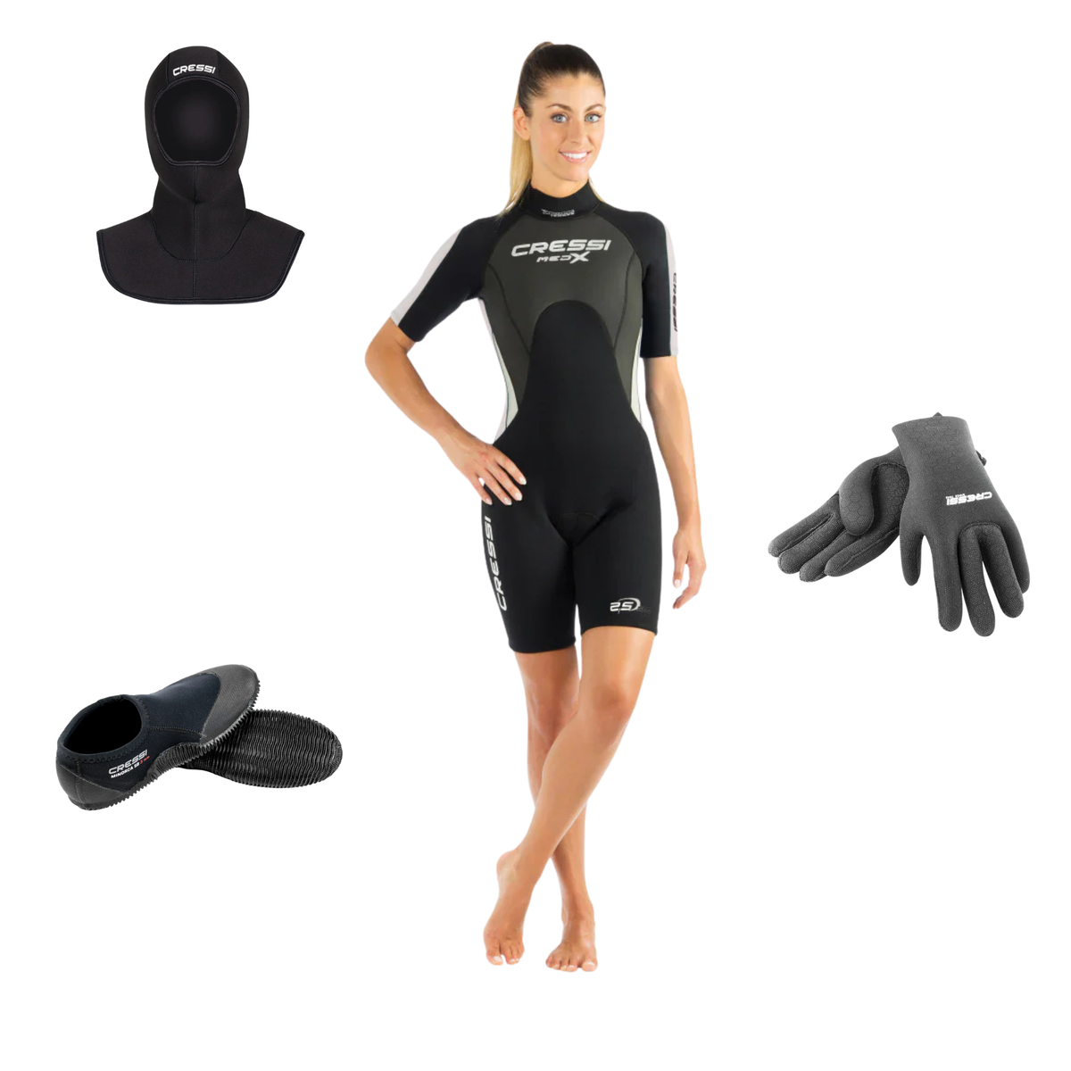 Cressi 2.5mm Women's Shorty Wetsuit Package