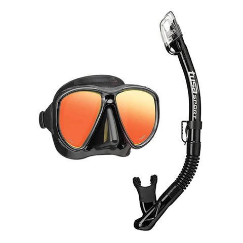Tusa Powerview Adult Dry Mirror Lens Snorkeling Combo Black | Diving Sports Canada | Vancouver