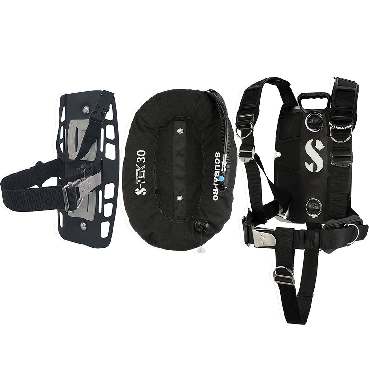 Scubapro S-TEK Donut Wing 30 + Pro Harness SS + Single Tank Adapter