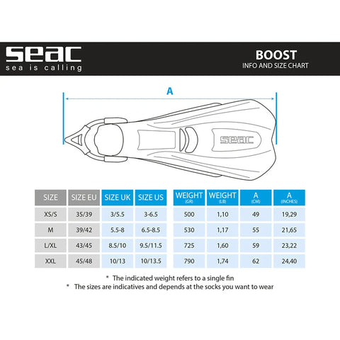 Seac Pinne Boost Open Heel Fins Black