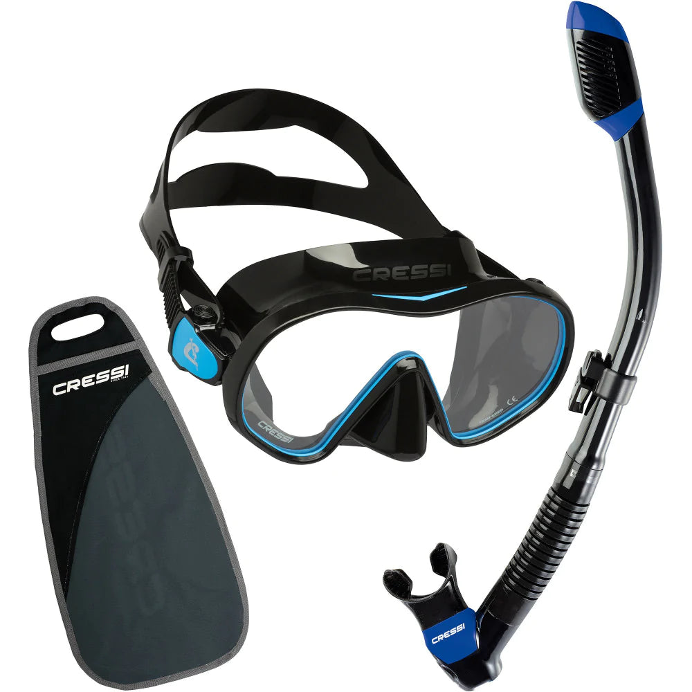 Cressi F-Dual & Supernova Dry Black / Blue | Diving Sports Canada